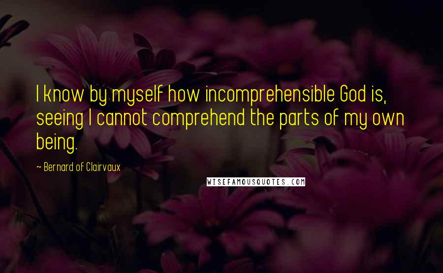 Bernard Of Clairvaux quotes: I know by myself how incomprehensible God is, seeing I cannot comprehend the parts of my own being.