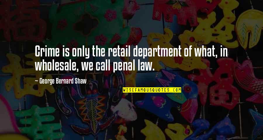 Bernard Quotes By George Bernard Shaw: Crime is only the retail department of what,