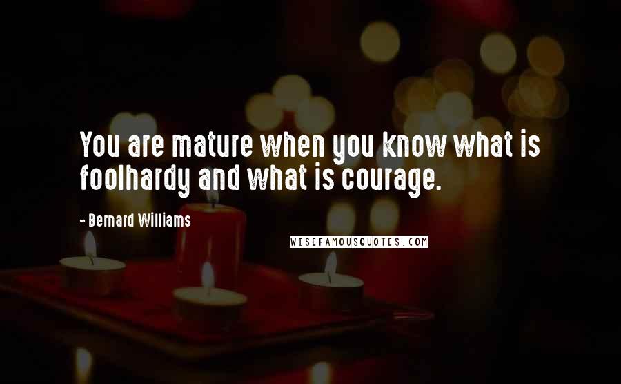 Bernard Williams quotes: You are mature when you know what is foolhardy and what is courage.