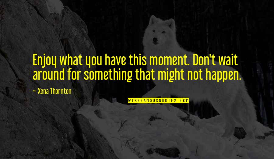 Bernath Cecilia Quotes By Xena Thornton: Enjoy what you have this moment. Don't wait