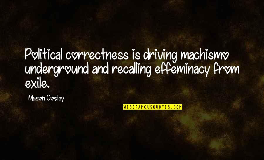 Bernazzani Public School Quotes By Mason Cooley: Political correctness is driving machismo underground and recalling