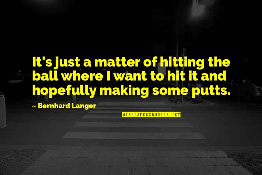 Bernhard's Quotes By Bernhard Langer: It's just a matter of hitting the ball