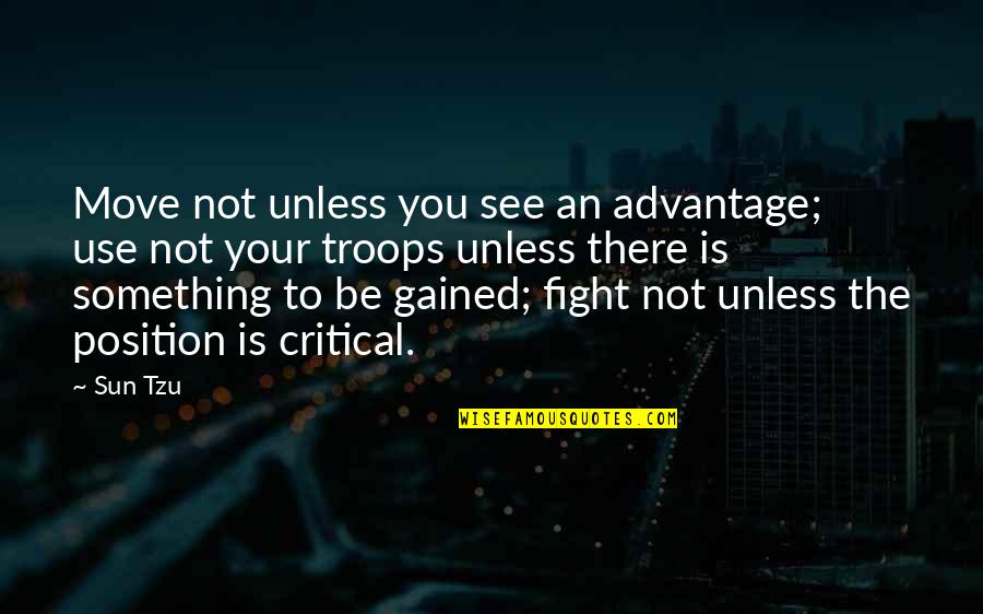 Bernice Clifton Quotes By Sun Tzu: Move not unless you see an advantage; use