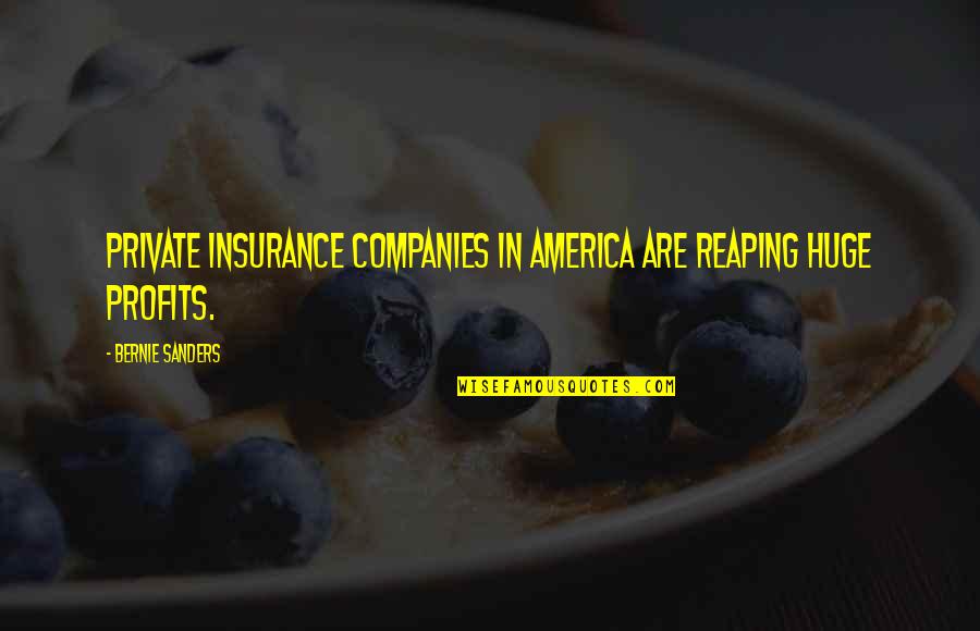 Bernie Quotes By Bernie Sanders: Private insurance companies in America are reaping huge Bernie Quotes By Bernie Sanders: Private insurance companies in America are reaping huge