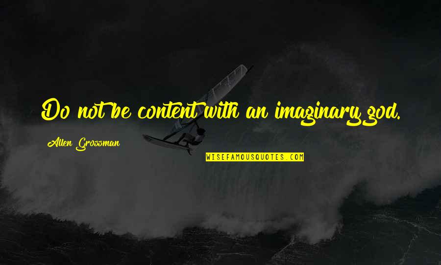 Berntson Porter Quotes By Allen Grossman: Do not be content with an imaginary god.