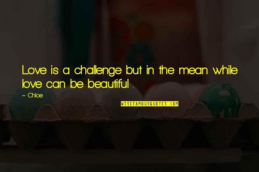 Berrueco Anejo Quotes By Chloe: Love is a challenge but in the mean