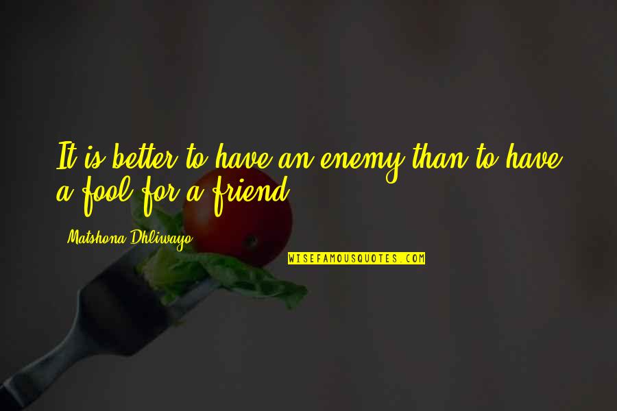 Bershka Online Quotes By Matshona Dhliwayo: It is better to have an enemy than