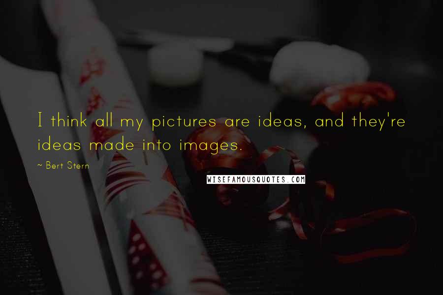 Bert Stern quotes: I think all my pictures are ideas, and they're ideas made into images.