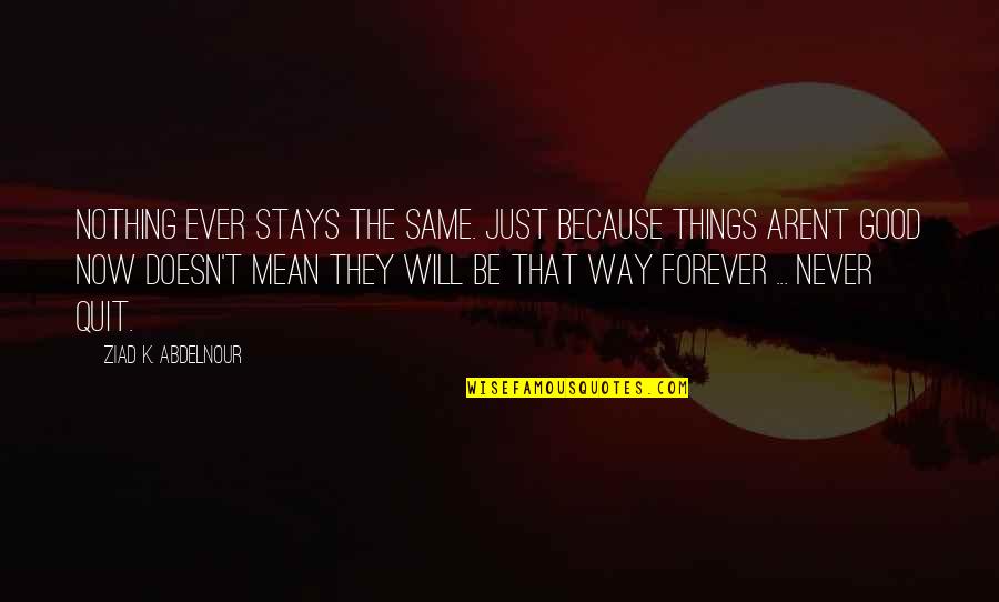 Bert Williams Quotes By Ziad K. Abdelnour: Nothing ever stays the same. Just because things