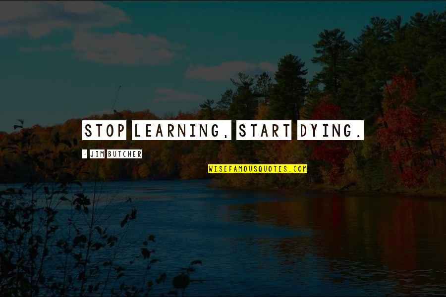 Berthier Napoleon Quotes By Jim Butcher: Stop learning, start dying.