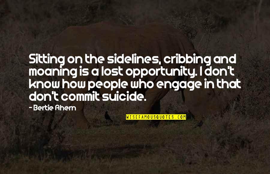 Bertie Quotes By Bertie Ahern: Sitting on the sidelines, cribbing and moaning is Bertie Quotes By Bertie Ahern: Sitting on the sidelines, cribbing and moaning is