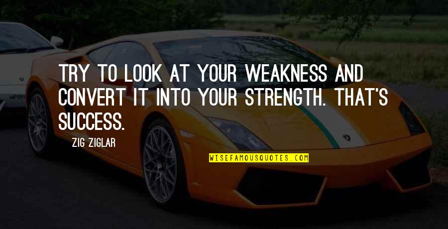 Bertolini Trucking Quotes By Zig Ziglar: Try to look at your weakness and convert