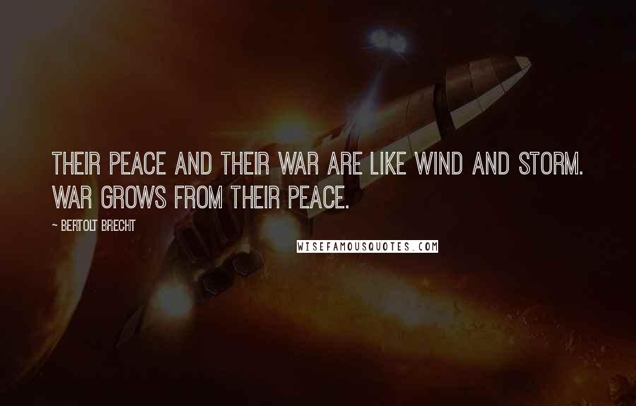 Bertolt Brecht quotes: Their peace and their war Are like wind and storm. War grows from their peace.