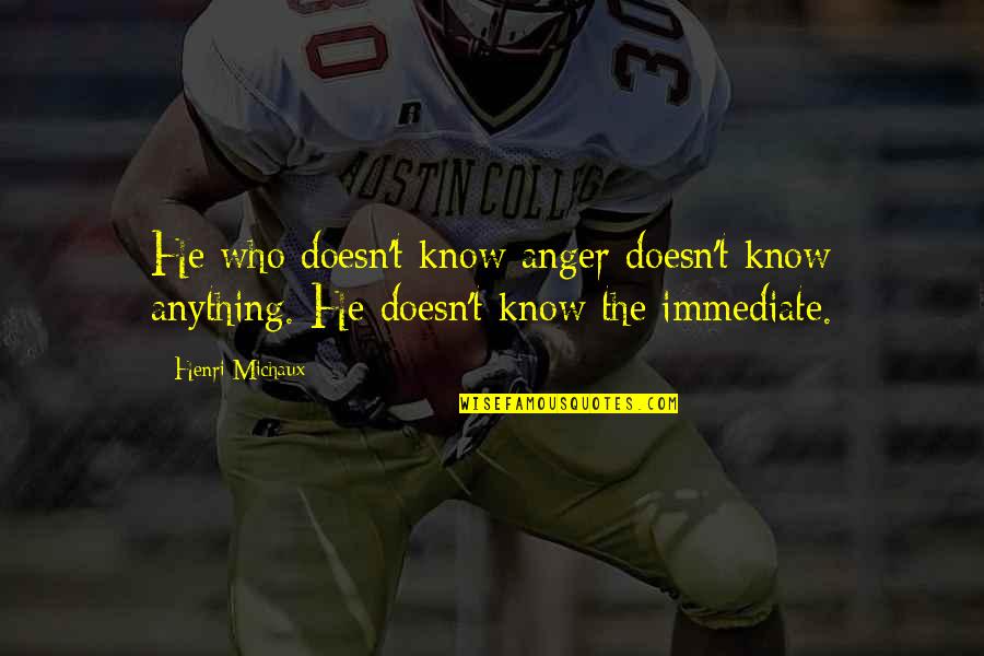 Bertozzi Lab Quotes By Henri Michaux: He who doesn't know anger doesn't know anything.