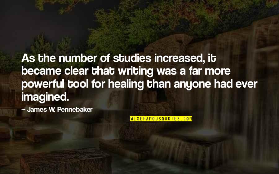 Bertuccis Newington Quotes By James W. Pennebaker: As the number of studies increased, it became Bertuccis Newington Quotes By James W. Pennebaker: As the number of studies increased, it became