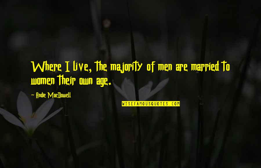 Bertumbuh Artinya Quotes By Andie MacDowell: Where I live, the majority of men are Bertumbuh Artinya Quotes By Andie MacDowell: Where I live, the majority of men are