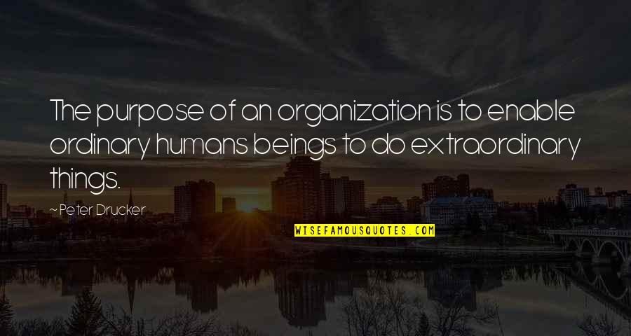 Bertuzzi Injury Quotes By Peter Drucker: The purpose of an organization is to enable