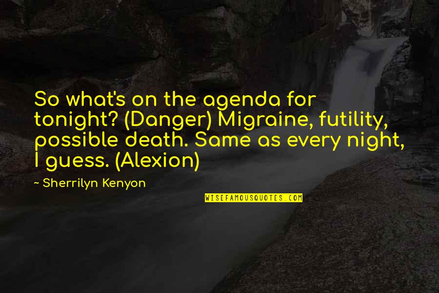 Beseemes Quotes By Sherrilyn Kenyon: So what's on the agenda for tonight? (Danger)