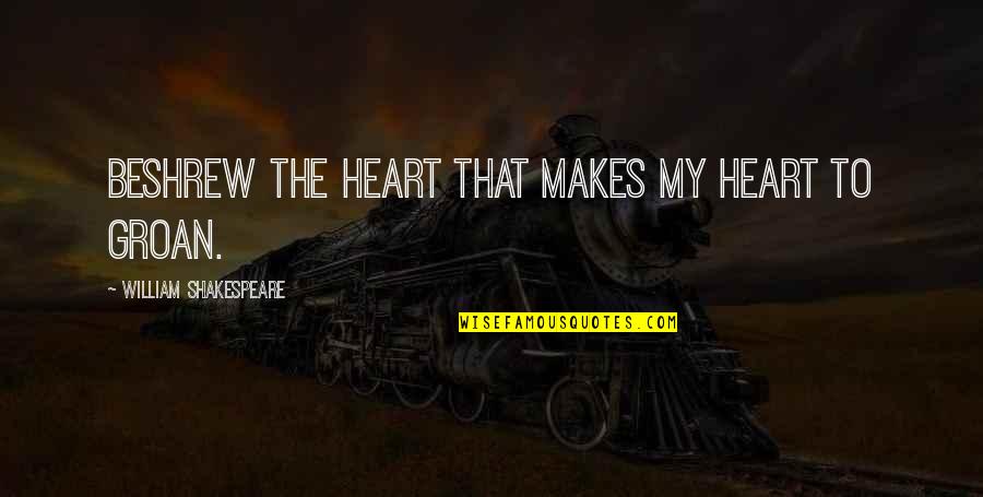 Beshrew Quotes By William Shakespeare: Beshrew the heart that makes my heart to