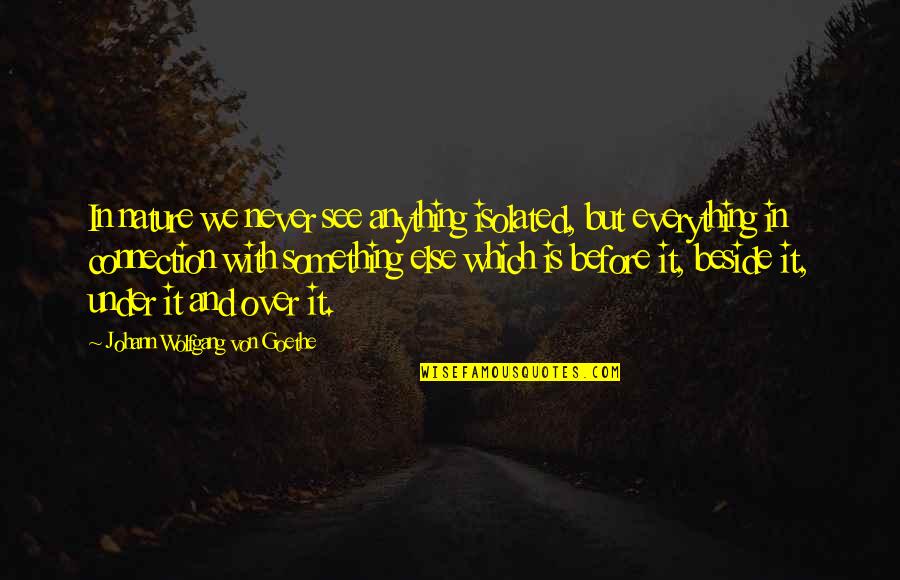 Beside Quotes By Johann Wolfgang Von Goethe: In nature we never see anything isolated, but