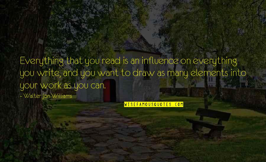 Besley Implements Quotes By Walter Jon Williams: Everything that you read is an influence on