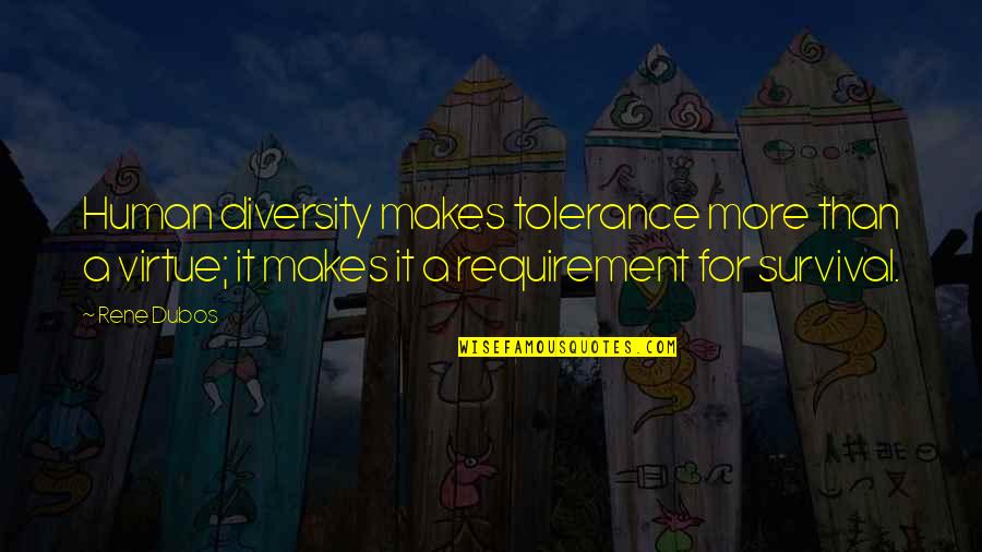 Bespattered Quotes By Rene Dubos: Human diversity makes tolerance more than a virtue;