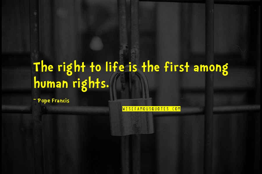 Besseling Vervoer Quotes By Pope Francis: The right to life is the first among