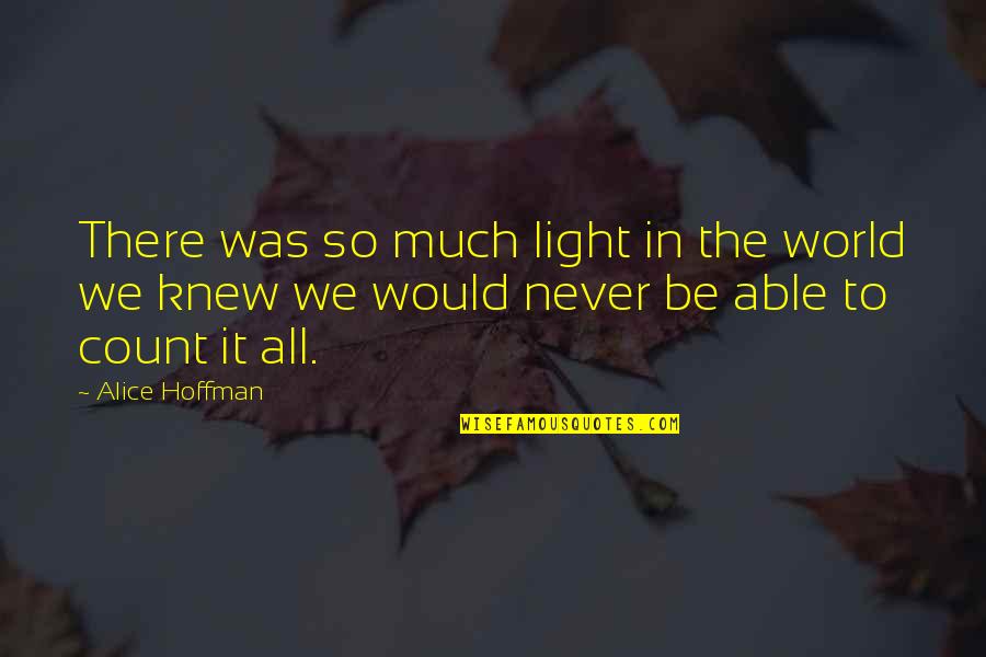 Bessinger Quotes By Alice Hoffman: There was so much light in the world Bessinger Quotes By Alice Hoffman: There was so much light in the world