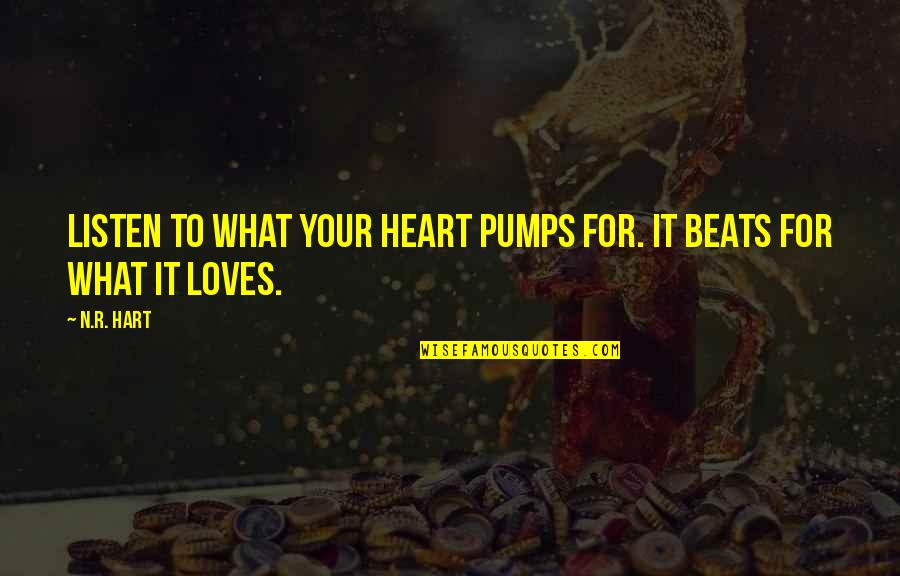 Besso Quotes By N.R. Hart: Listen to what your heart pumps for. It