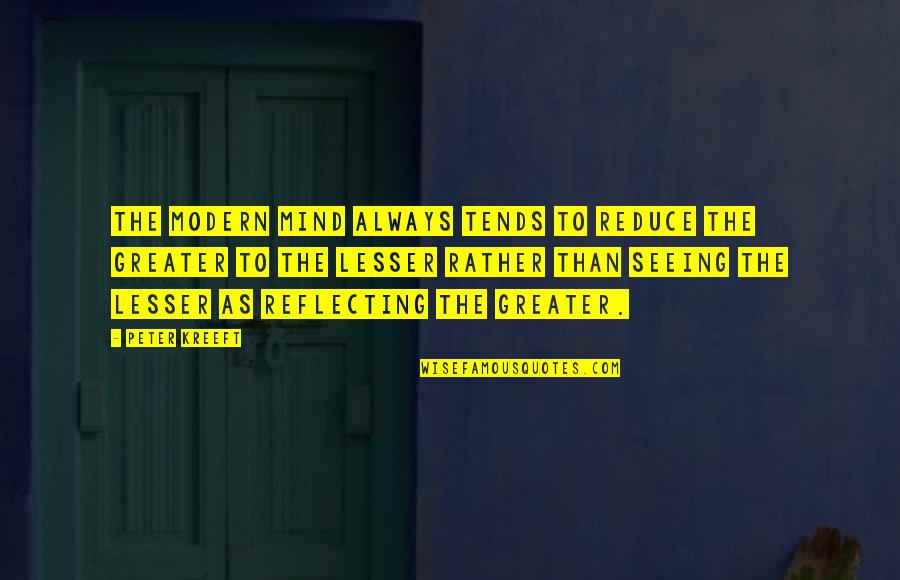 Bessone Cabral De Noronha Quotes By Peter Kreeft: The modern mind always tends to reduce the