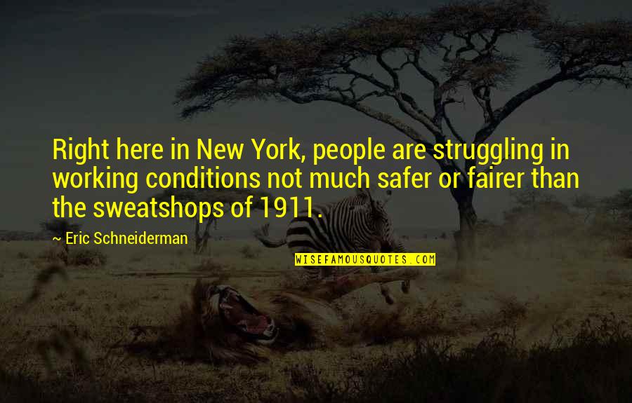 Best 1911 Quotes By Eric Schneiderman: Right here in New York, people are struggling