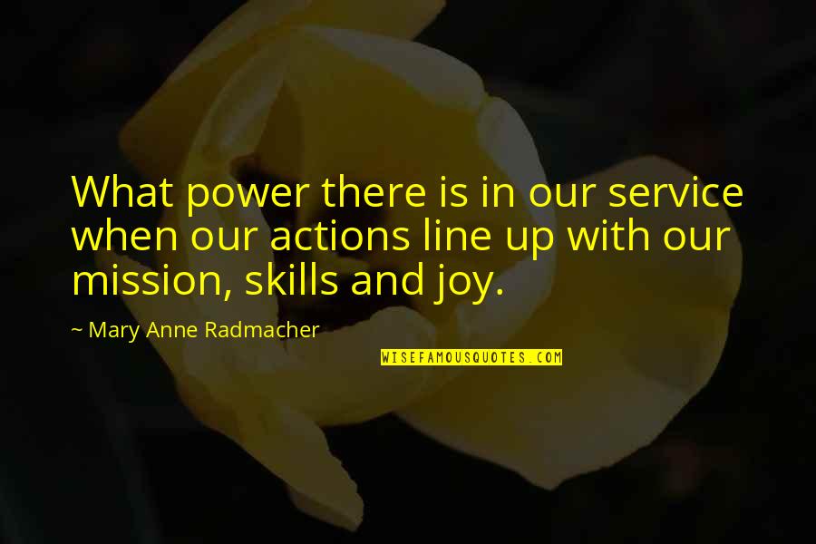 Best 4 Line Quotes By Mary Anne Radmacher: What power there is in our service when