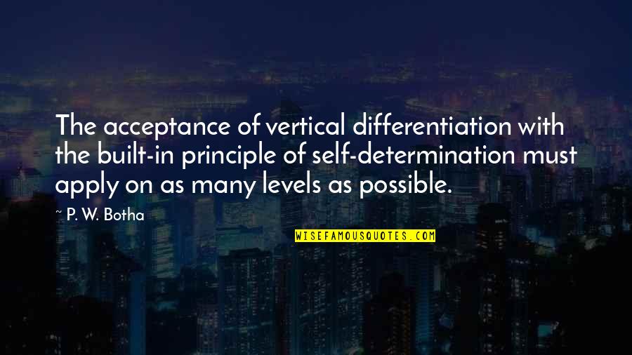 Best 80s Movies Quotes By P. W. Botha: The acceptance of vertical differentiation with the built-in