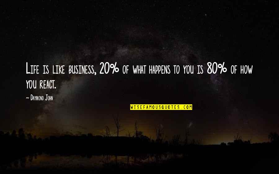 Best 80's Quotes By Daymond John: Life is like business, 20% of what happens