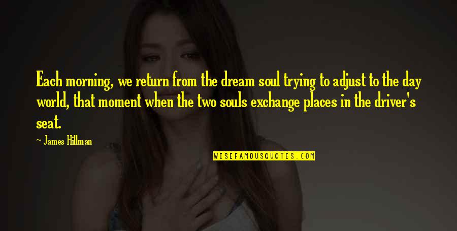 Best Adjust Quotes By James Hillman: Each morning, we return from the dream soul