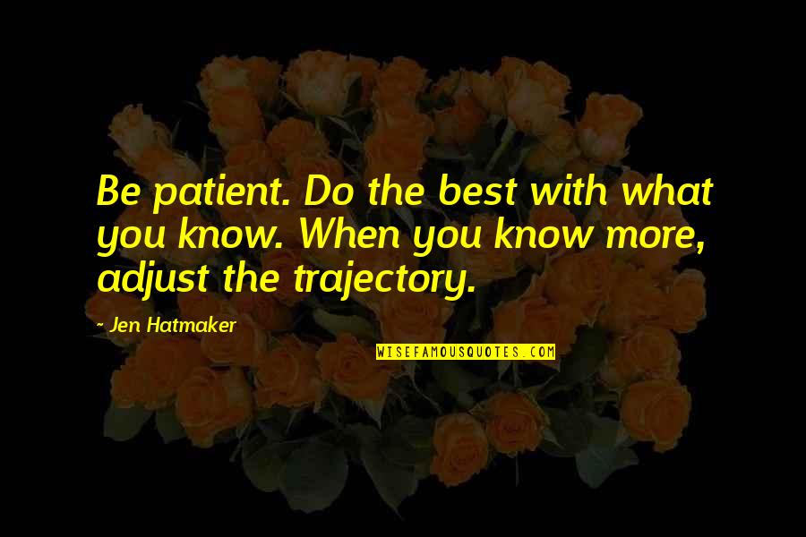 Best Adjust Quotes By Jen Hatmaker: Be patient. Do the best with what you