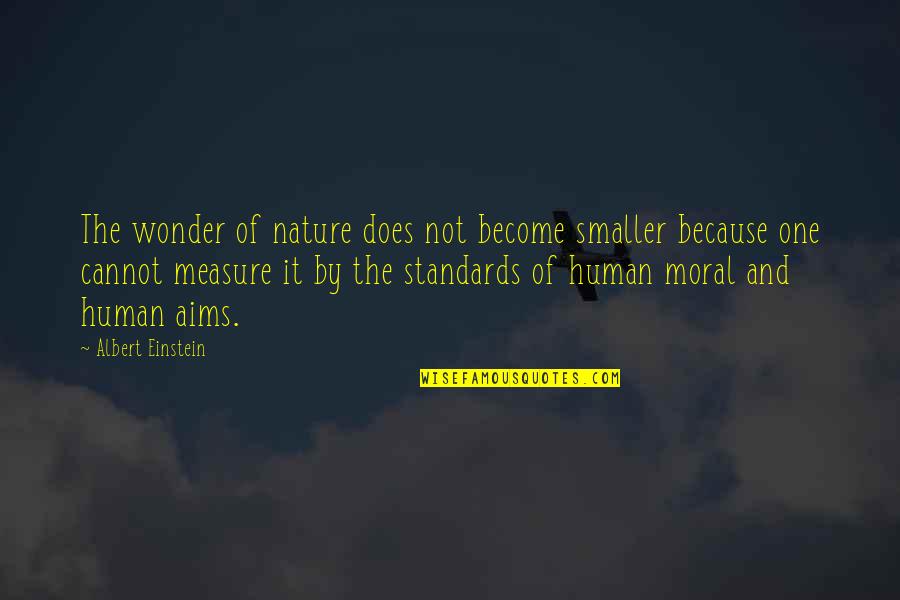 Best Aims Quotes By Albert Einstein: The wonder of nature does not become smaller