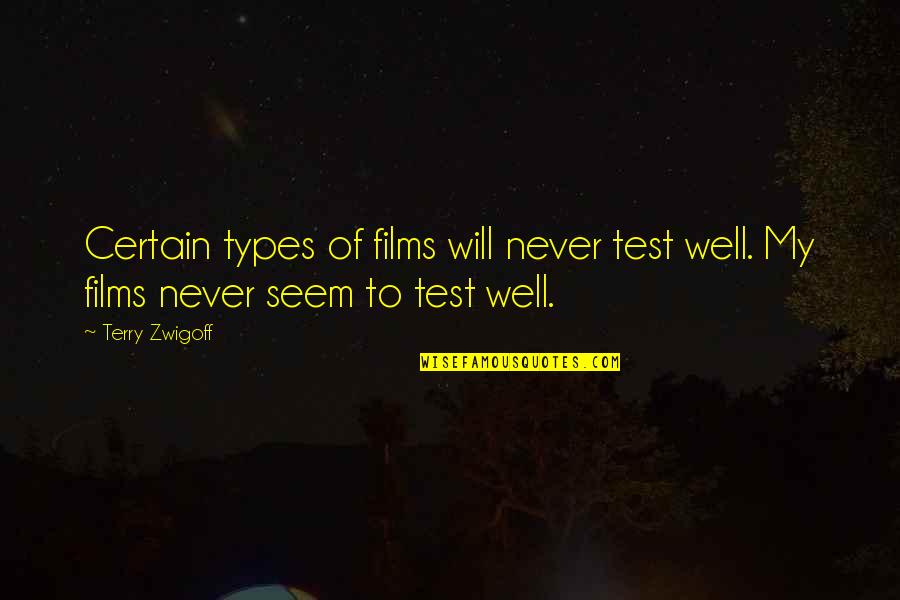 Best All Types Of Quotes By Terry Zwigoff: Certain types of films will never test well.