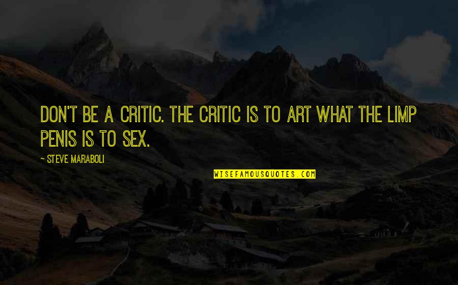 Best Art Critic Quotes By Steve Maraboli: Don't be a critic. The critic is to