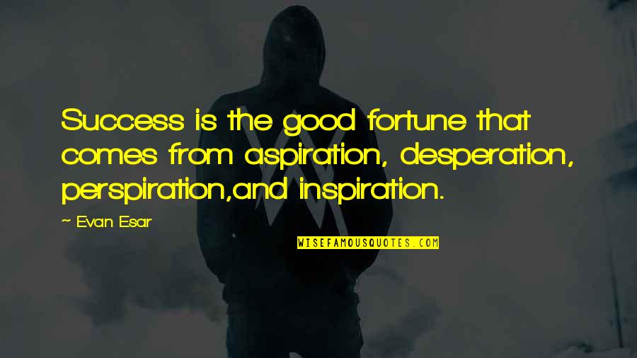Best Aspiration Quotes By Evan Esar: Success is the good fortune that comes from