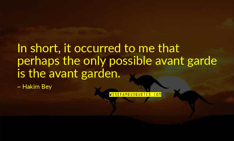 Best Avant Quotes By Hakim Bey: In short, it occurred to me that perhaps Best Avant Quotes By Hakim Bey: In short, it occurred to me that perhaps