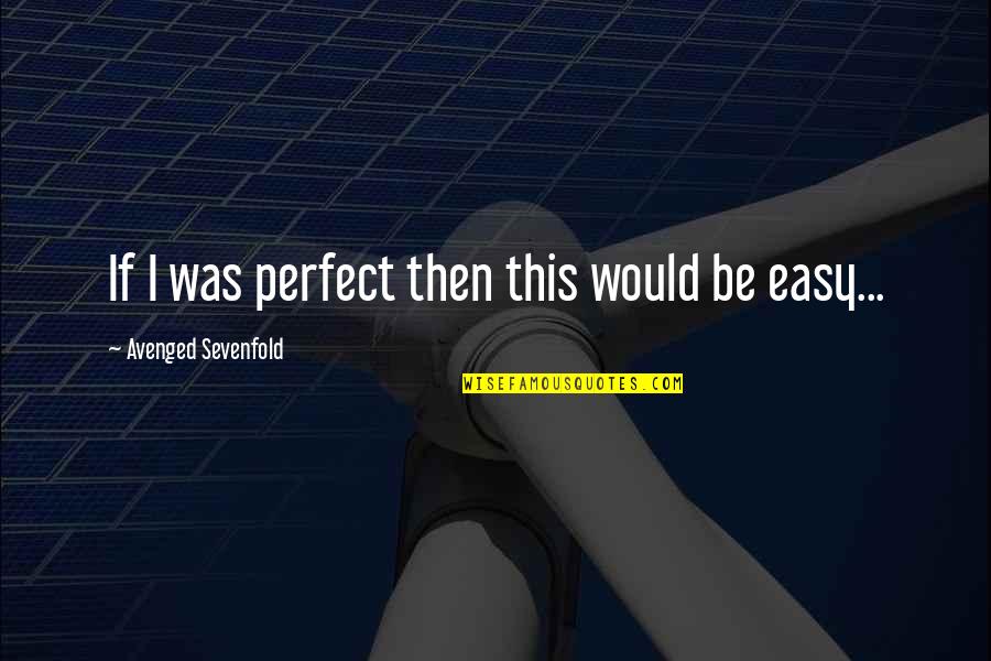 Best Avenged Sevenfold Quotes By Avenged Sevenfold: If I was perfect then this would be