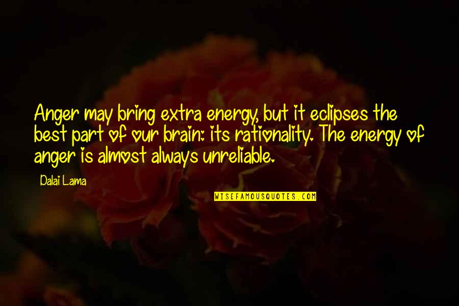 Best Awakening Quotes By Dalai Lama: Anger may bring extra energy, but it eclipses