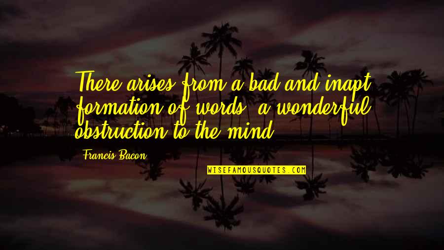 Best Bad Words Quotes By Francis Bacon: There arises from a bad and inapt formation