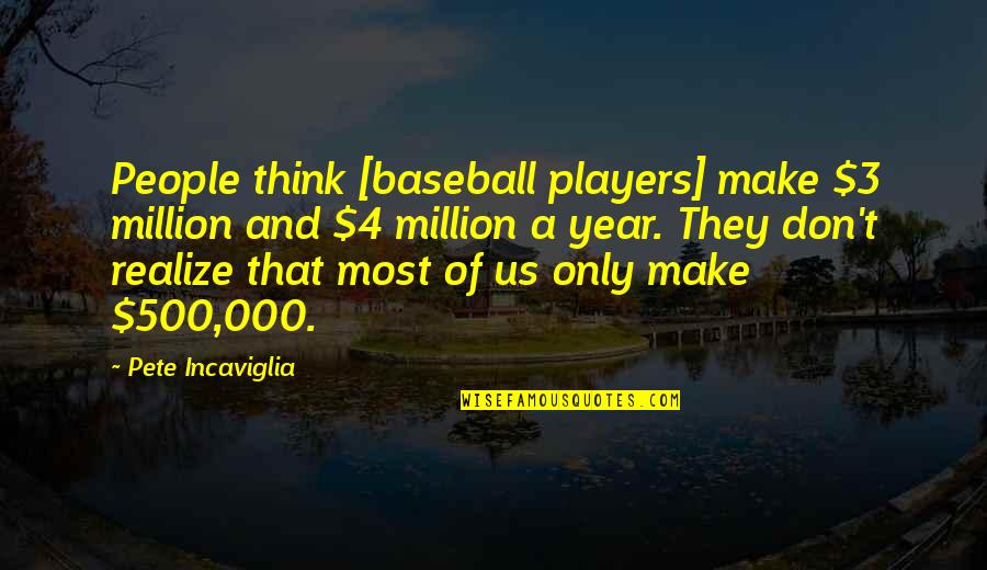 Best Baseball Player Quotes By Pete Incaviglia: People think [baseball players] make $3 million and