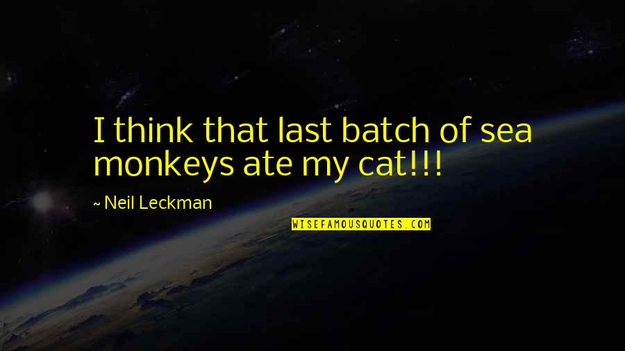 Best Batch Ever Quotes By Neil Leckman: I think that last batch of sea monkeys