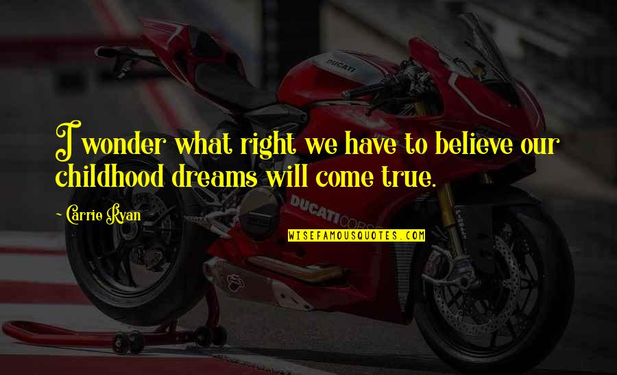 Best Believe In Your Dreams Quotes By Carrie Ryan: I wonder what right we have to believe