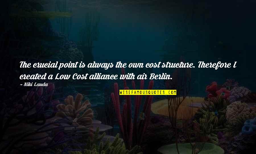 Best Berlin Quotes By Niki Lauda: The crucial point is always the own cost