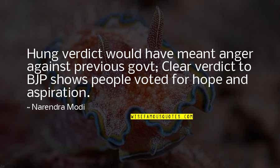 Best Bjp Quotes By Narendra Modi: Hung verdict would have meant anger against previous