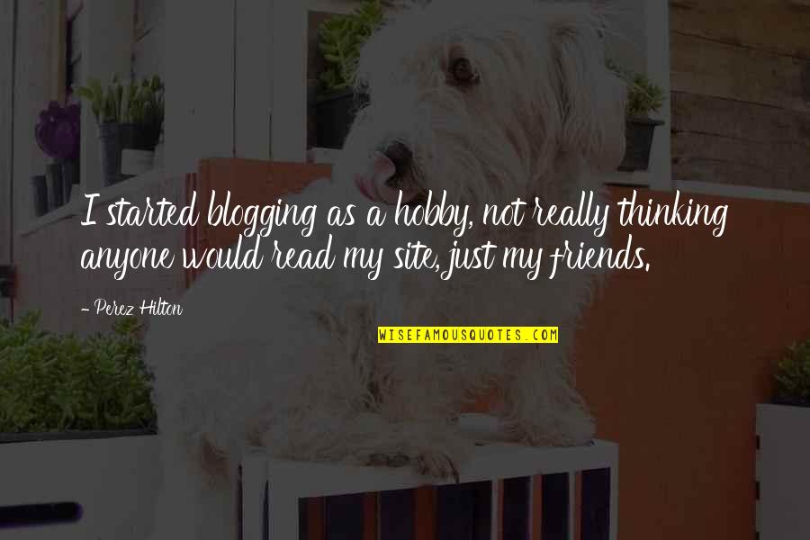 Best Blogging Quotes By Perez Hilton: I started blogging as a hobby, not really